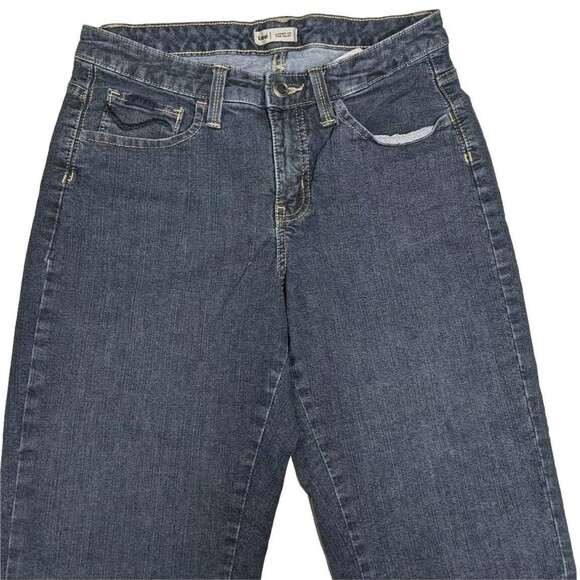 Lee Jeans Women 8 Petite Capri Straight Leg Midrise Blue Dark Wash 8P - Picture 3 of 8